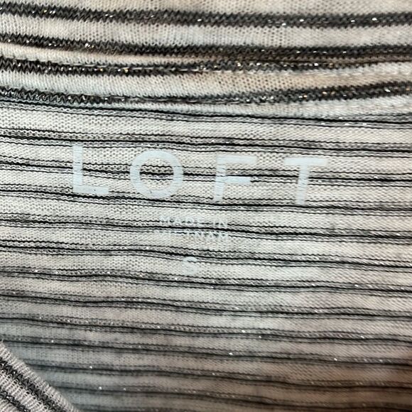 Loft Long Sleeve Striped Sparkle Tee Size Small - Picture 2 of 6